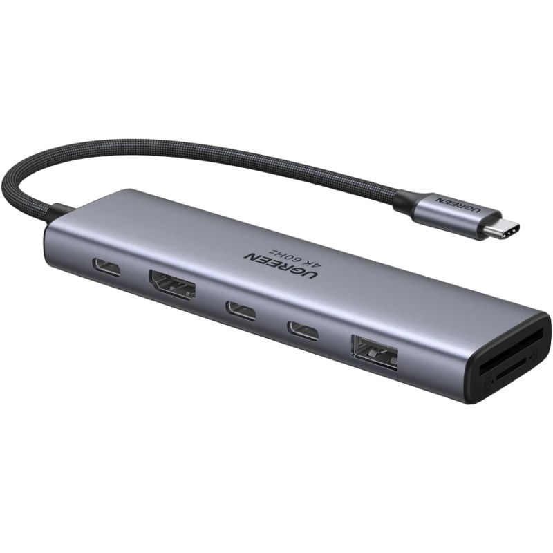 Док-станція USB3.2 Type-C --> HDMI 4K60Hz/2хUSB 3.0/2xUSB-C/SD/TF PD 100 Вт CM511 Ugreen (45521)