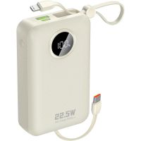 УМБ Dudao 20000mAh K14+ 22,5W PD,QC USB-A,USB-C In/Out,with built-in USB-C/Lightning cables White (6977196680023)