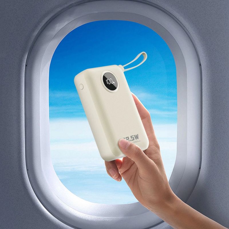 УМБ Dudao 20000mAh K14+ 22,5W PD,QC USB-A,USB-C In/Out,with built-in USB-C/Lightning cables White (6977196680023)