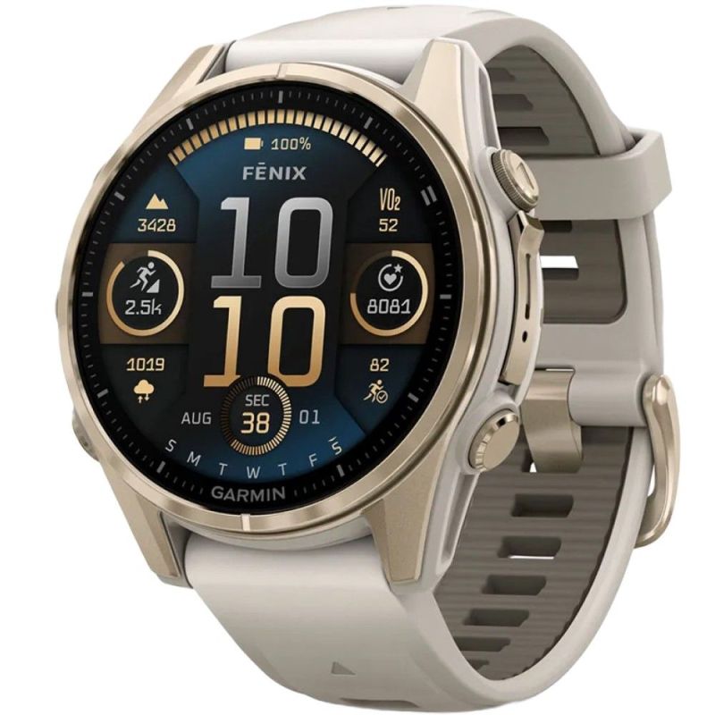 Смарт-часы Garmin Fenix 8 43mm AMOLED Sapphire Soft Gold with Fog Gray Silicone (010-02903-18)