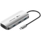 Док-станція USB3.1 Type-C --> HDMI 4K60Hz/USB 3.0x3/PD 100W 5-in-1 Vention (TQDHB)