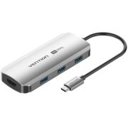 Док-станція USB3.1 Type-C --> HDMI 4K60Hz/USB 3.0x3/PD 100W 5-in-1 Vention (TQDHB)