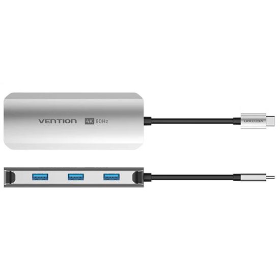 Док-станція USB3.1 Type-C --> HDMI 4K60Hz/USB 3.0x3/PD 100W 5-in-1 Vention (TQDHB)