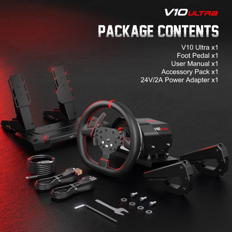 Кермо і педалі PXN V10 Ultra Bundle for PS4/XBOX/Xbox Series X|S/PC,17кн., подв. педалі, кермо 270мм (PXN-V10 Ultra EU)