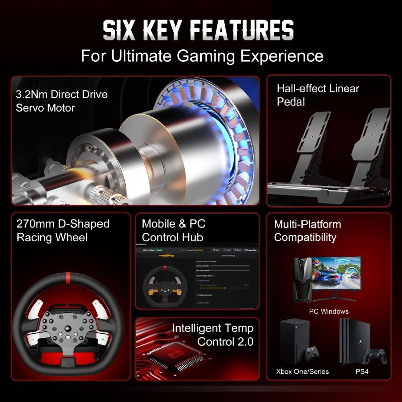 Кермо і педалі PXN V10 Ultra Bundle for PS4/XBOX/Xbox Series X|S/PC,17кн., подв. педалі, кермо 270мм (PXN-V10 Ultra EU)