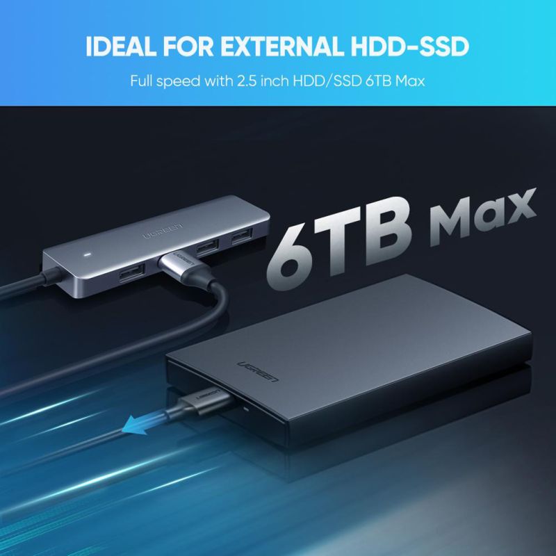 Хаб USB 3.1 Type-C -> 4xUSB 3.0 Grey CM219 Ugreen (70336)