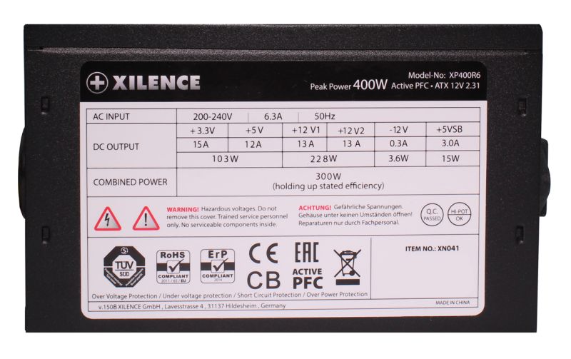 БЖ 400W Xilence XP400R6 Performance C, 120mm, ~85%, Retail Box (XP400R6)