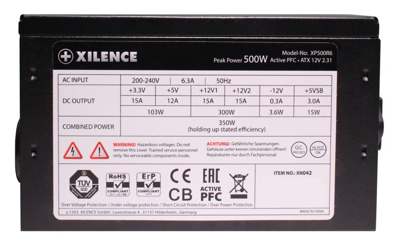 БЖ 500W Xilence XP500R6 Performance C, 120mm, ~85%, Retail Box (XP500R6)