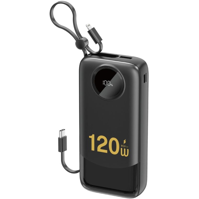 УМБ Dudao 20000mAh K13 Pro 22,5W PD,QC USB-A,USB-C In/Out,with built-in USB-C/Lightning cables Black (6977196680276)