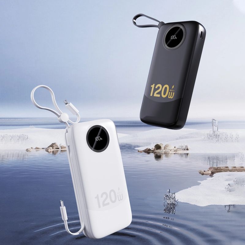 УМБ Dudao 20000mAh K13 Pro 22,5W PD,QC USB-A,USB-C In/Out,with built-in USB-C/Lightning cables Black (6977196680276)