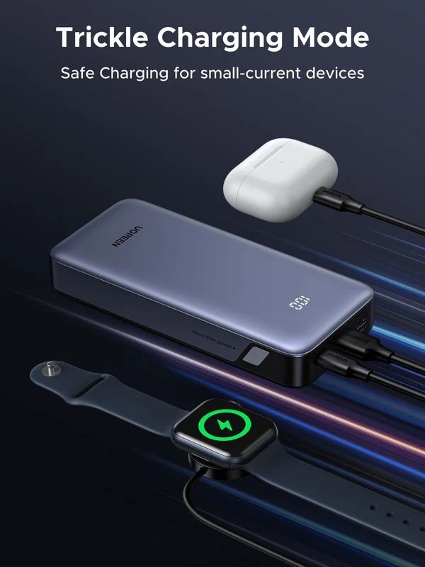 УМБ Ugreen 20000mAh 30W PD/QC, USB-A, 2xUSB-С (PB532) Gray (55989B)
