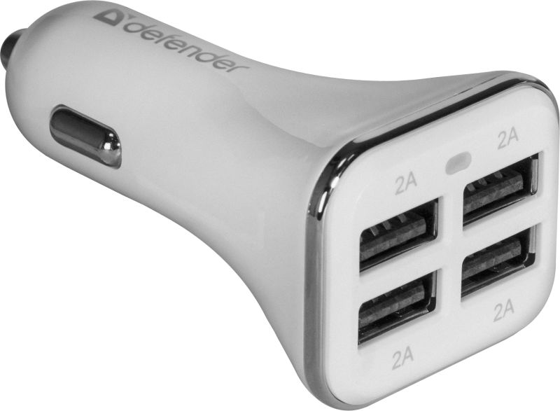 Автозарядка 4xUSB 40W (4xUSB-A) 8A UCA-05 біла Defender (83567)