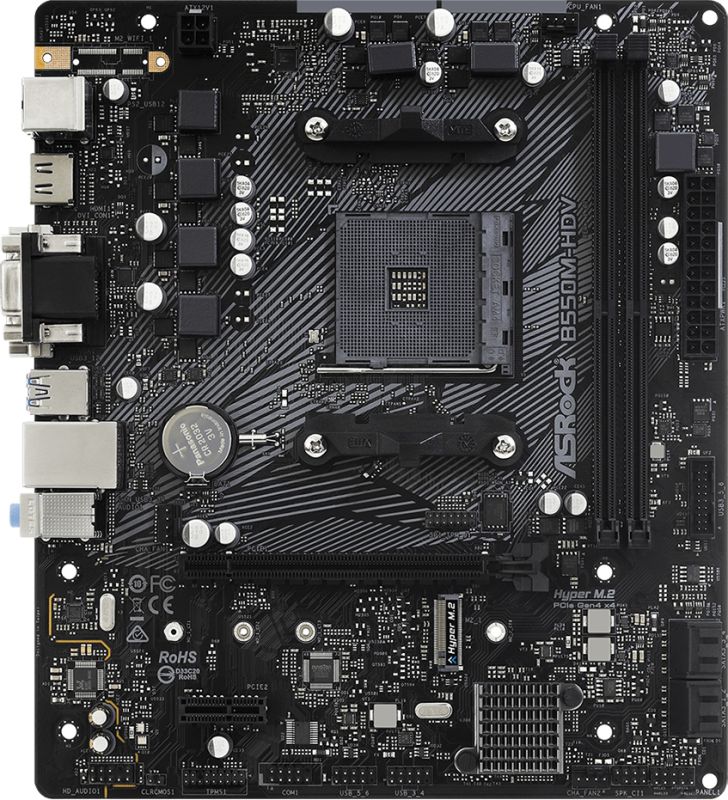 ASRock B550M-HDV (AM4/B550, 2*DDR4, PCIex16, DVI/HDMI/VGA, 4xSATA, M.2, GLan, 7.1ch, mATX) (B550M-HDV)