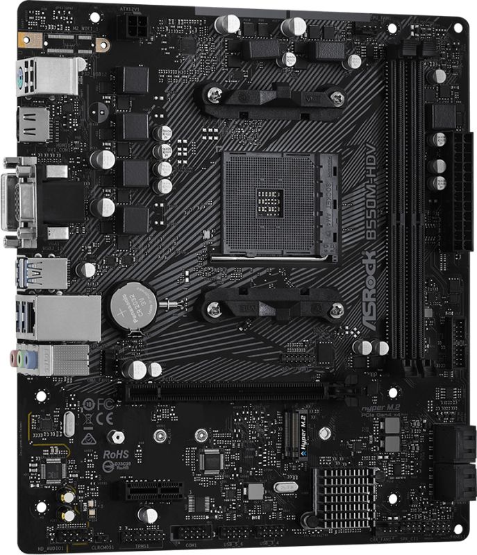 ASRock B550M-HDV (AM4/B550, 2*DDR4, PCIex16, DVI/HDMI/VGA, 4xSATA, M.2, GLan, 7.1ch, mATX) (B550M-HDV)