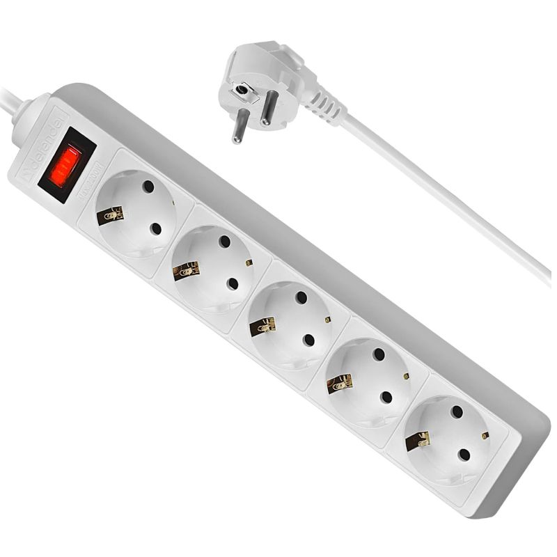 Power filtr 1.8м Defender ES1.8, 5 розеток, білий (994810)