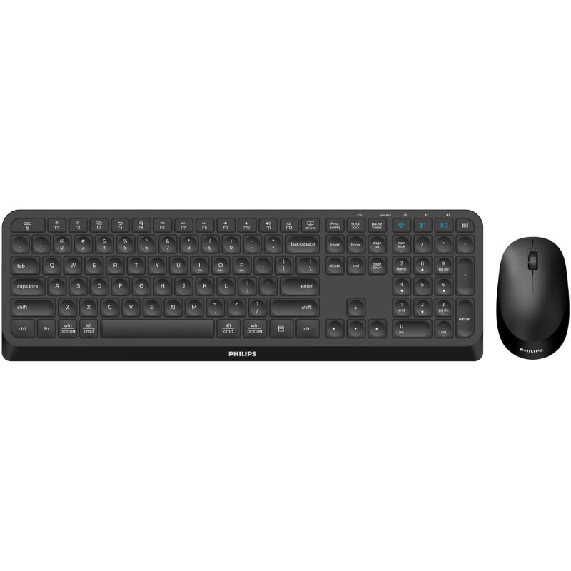 Комплект бездротовий Philips 6407 (клавіатура + мишка) UA, 2,4 ГГц/Bluetooth чорний (SPT6407B/00)