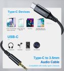 Кабель AUX Type-C - TRS Audio M/M 1.0 м DAC Chip 96kHz, чорний Choetech (AUX006)