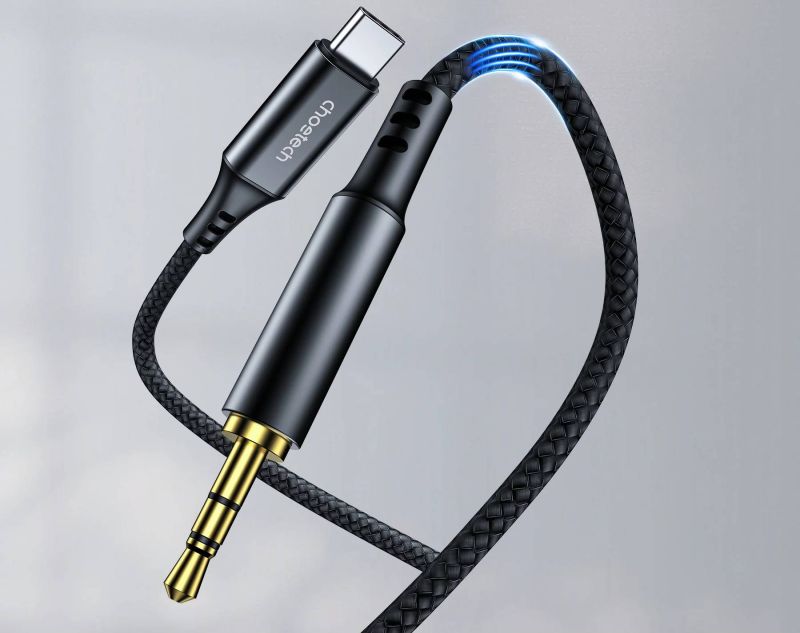 Кабель AUX Type-C - TRS Audio M/M 1.0 м DAC Chip 96kHz, чорний Choetech (AUX006)