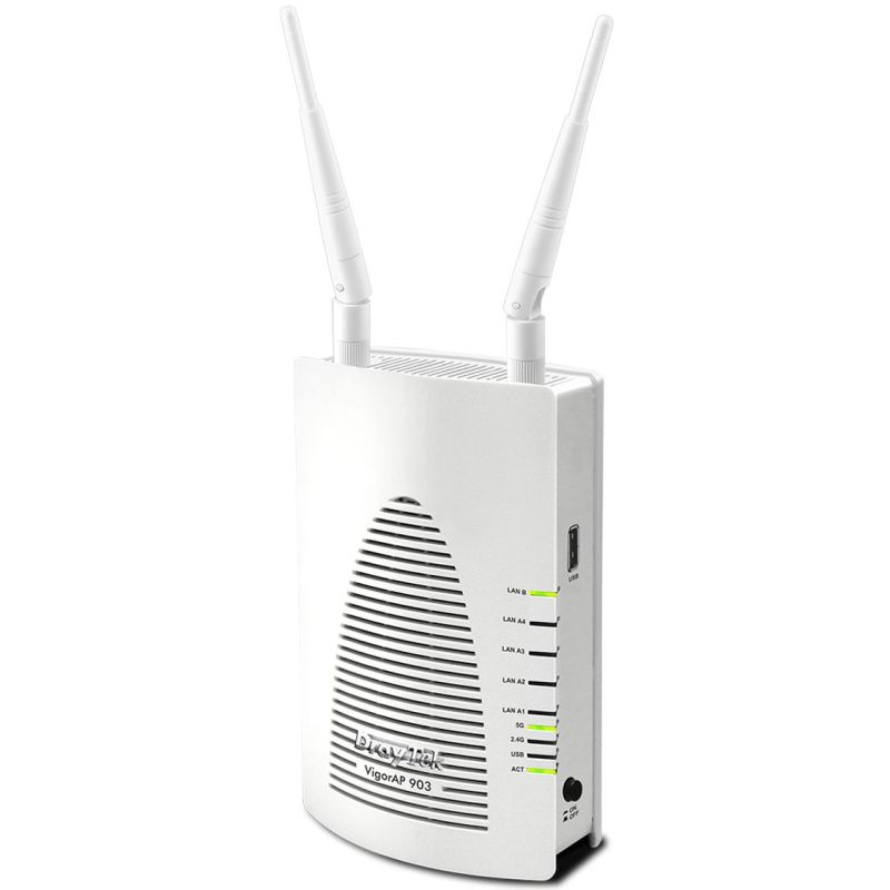 Точка доступу DrayTek Vigor AP 903, FAT AP, PoE, 5 LAN GbE, 1 USB 2.0, WiFi Dual Band 802.11n 400Mb (VigorAP 903)
