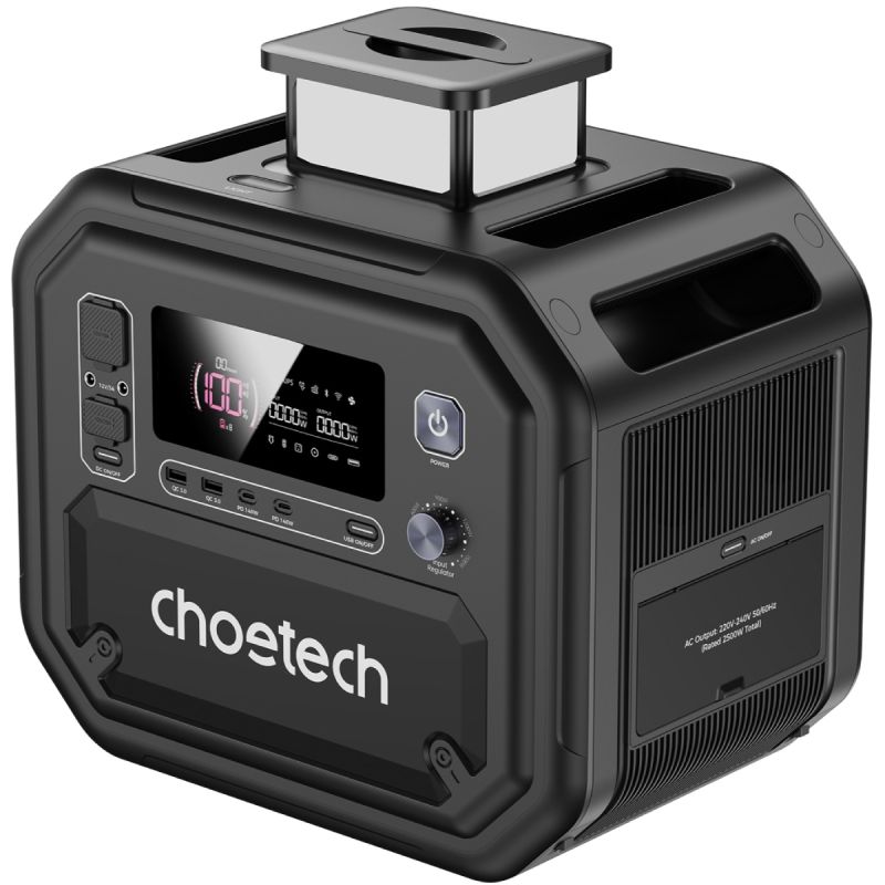 Зарядна станція Choetech BS064 2500Вт (2160Вт/г) AC,LiFePo4,MPPT, UPS, PD 140 Вт (BS064-EU-BK)