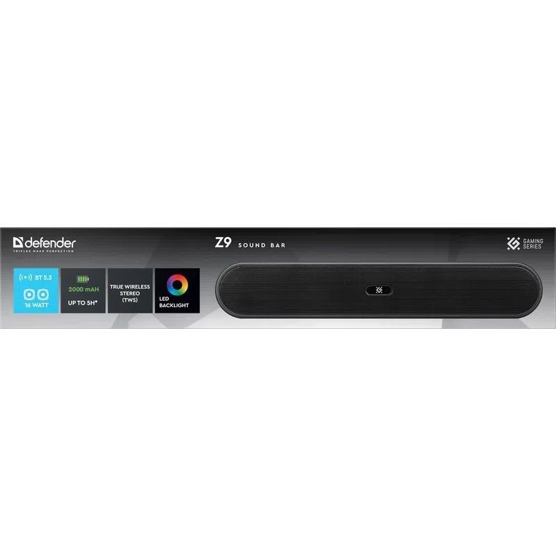 Акустична система 1.0 Defender Саундбар Z9 16Вт, Bluetooth/FM/USB/TF/AUX, LED чорна (65229)