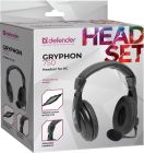Гарнітура Defender Gryphon HN-750, 2х3,5мм, Black (63750)