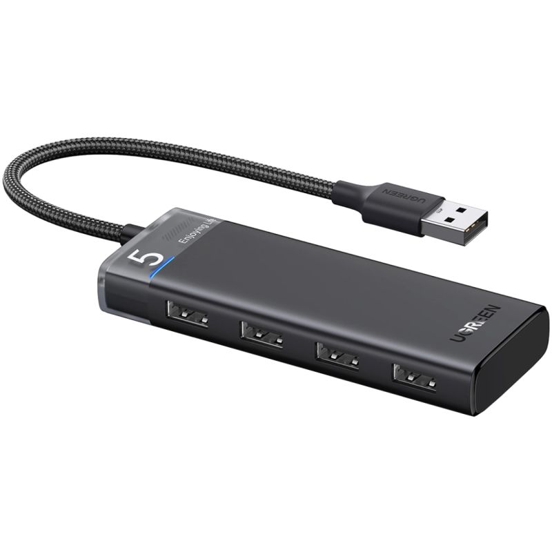 Хаб USB 3.0 -> 4хUSB-A 3.2 Gen1 10Gbps Black CM219 Ugreen (15548)