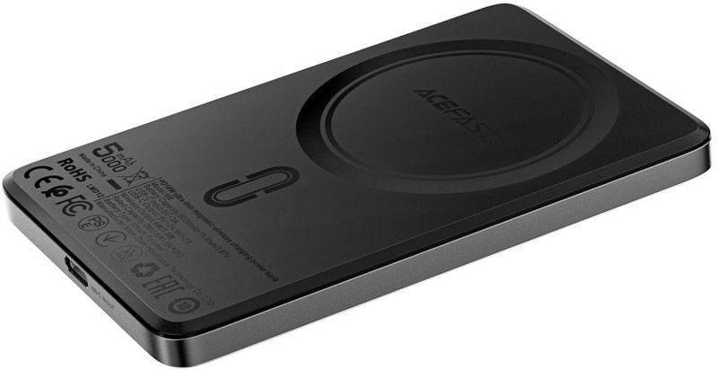 УМБ Acefast Magnetic Wireless 5000mAh 18W PD,QC 3.0, QI 7.5 Вт, ультра тонкий, M8 Black (6974316283386)