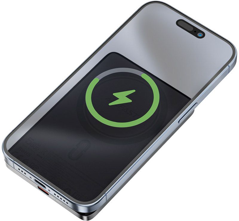 УМБ Acefast Magnetic Wireless 5000mAh 18W PD,QC 3.0, QI 7.5 Вт, ультра тонкий, M8 Black (6974316283386)