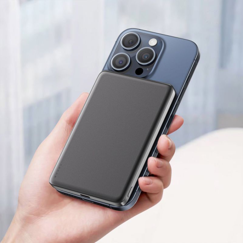 УМБ Acefast Magnetic Wireless 5000mAh 18W PD,QC 3.0, QI 7.5 Вт, ультра тонкий, M8 Black (6974316283386)