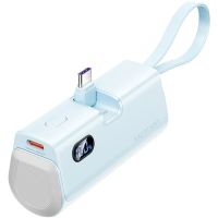 УМБ Vention 4800mAh 22,5W PD, USB-C In/Out, LED display, with built-in Lightning cable Blue (FHQL0)