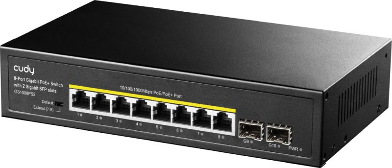 Комутатор Cudy GS1008PS2, 8-Port Gigabit PoE+ Switch with 2 Gigabit SFP slot 120W (GS1008PS2)