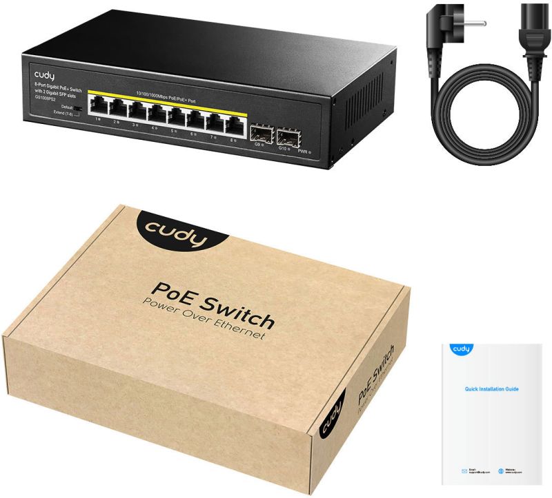 Комутатор Cudy GS1008PS2, 8-Port Gigabit PoE+ Switch with 2 Gigabit SFP slot 120W (GS1008PS2)