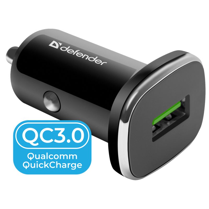 Автозарядка 1xUSB 18W (USB-A) QC3.0 3А UCA-91 чорна Defender (83830)