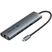 Док-станція USB3.2 Type-C --> HDMI 4K60Hz/USB 3.0x2/RJ45/SD/TF/3.5mm/PD 100W Hub 9-in-1 Vention (TGVHB)