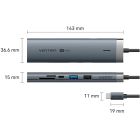 Док-станція USB3.2 Type-C --> HDMI 4K60Hz/USB 3.0x2/RJ45/SD/TF/3.5mm/PD 100W Hub 9-in-1 Vention (TGVHB)