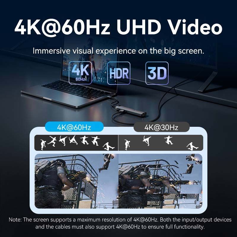Док-станція USB3.2 Type-C --> HDMI 4K60Hz/USB 3.0x2/RJ45/SD/TF/3.5mm/PD 100W Hub 9-in-1 Vention (TGVHB)