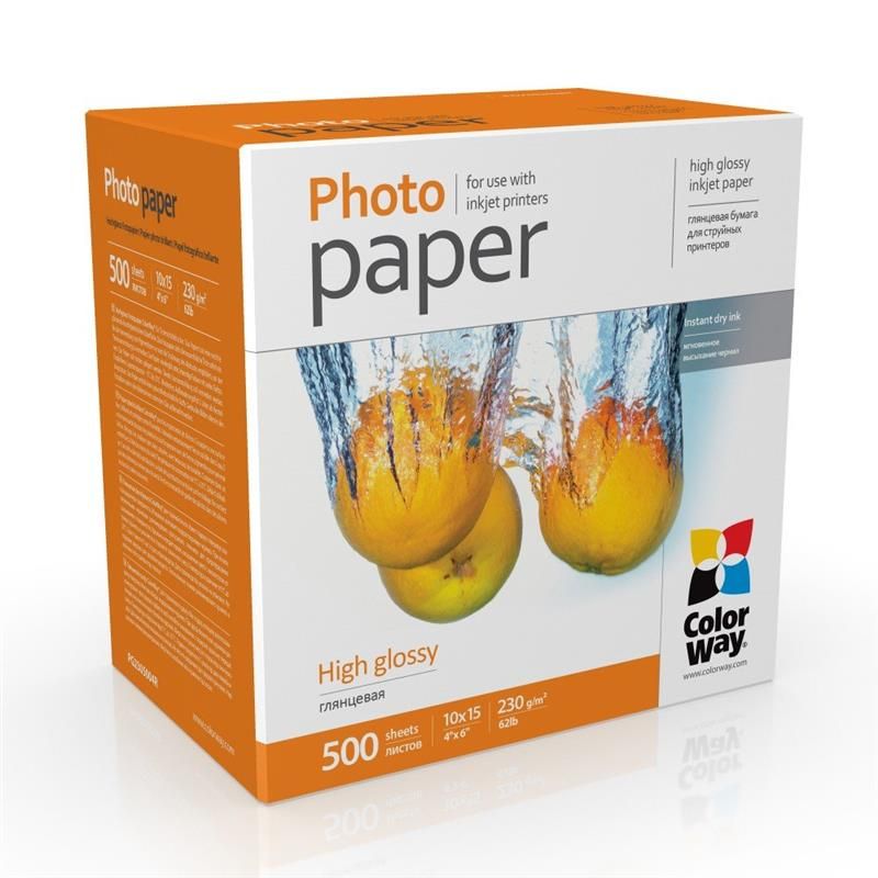 Фотопапір ColorWay глянцевий 230г/м2 10x15см 500 арк. (PG2305004R)