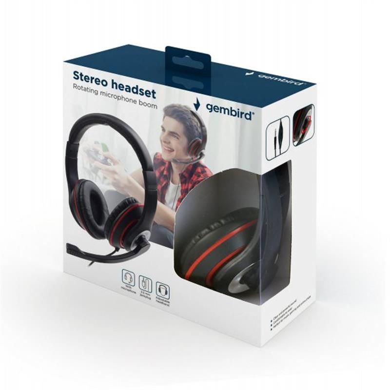 Гарнітура Gembird Black/Red (MHS-03-BKRD)