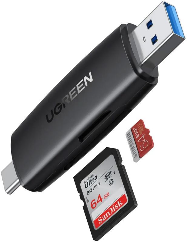 Card Reader USB-С 3.1 + USB-A 2-слота TF/SD CM304 Ugreen (80191)