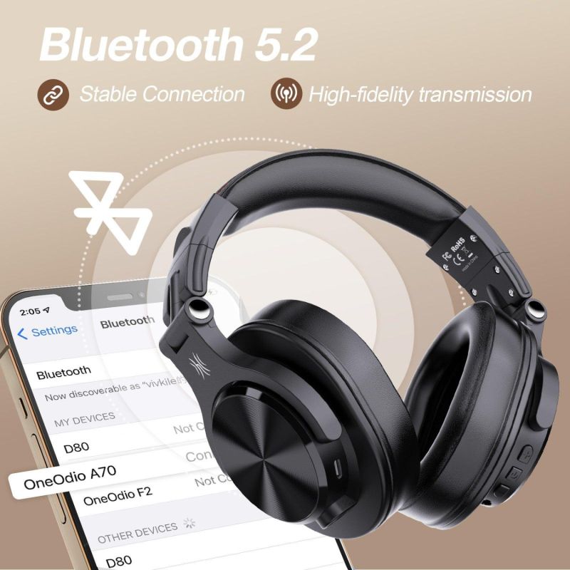 Гарнітура OneOdio Fusion A70, Bluetooth+3,5мм/6,35мм, Black (A70 Black)