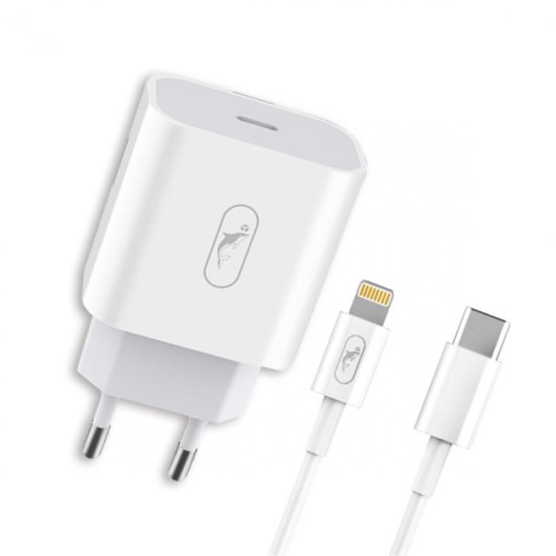 Зарядное устройство SkyDolphin SC18EL PD2.0 (1USB-С, 3A) White + кабель Lightning (MZP-000156)