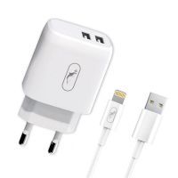 Зарядное устройство SkyDolphin SC22EBL (2USB, 2.1A) White + кабель Lightning (MZP-000162)