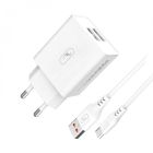 Зарядний пристрій SkyDolphin SC30T (2USB, 2.1A) White + кабель Type-C (SDMZP-000113)