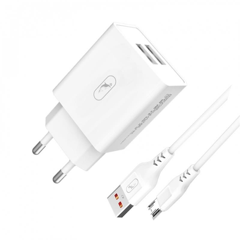 Зарядний пристрій SkyDolphin SC30V (2USB, 2.1A) White + кабель microUSB (SDMZP-000114)
