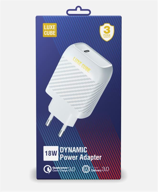 Сетевое зарядное устройство Luxe Cube Dynamic 18W (1USBх3A) White (4446689880643)