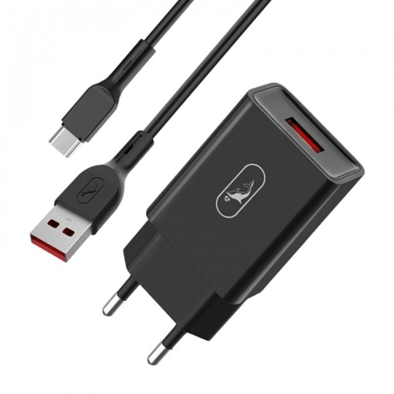 Зарядное устройство SkyDolphin SC36V (1USB, 2.4A) Black + кабель microUSB (SDMZP-000176)