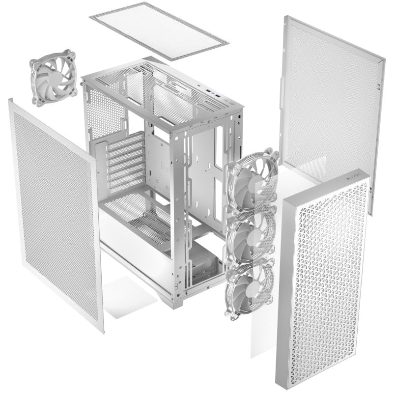 Корпус LogicConcept DART PRO MIDI WHITE MESH fans 4x120mm без БЖ ATX (AT-DART-PRO-0000-20)