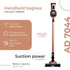 Порохотяг Adler AD 7044 бездротовий/ 250Вт/ 12,000 Pa/ 0,8л/ LED/ TURBO/ настінне кріплення (AD7044)