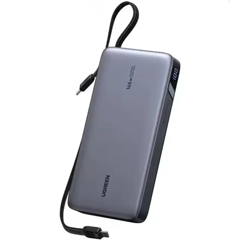 УМБ Ugreen 25000mAh 165W PD3.1/QC, USB-A,USB-С IN/OUT, with built in 2xUSB-C cables (PB552) Gray (55995B)